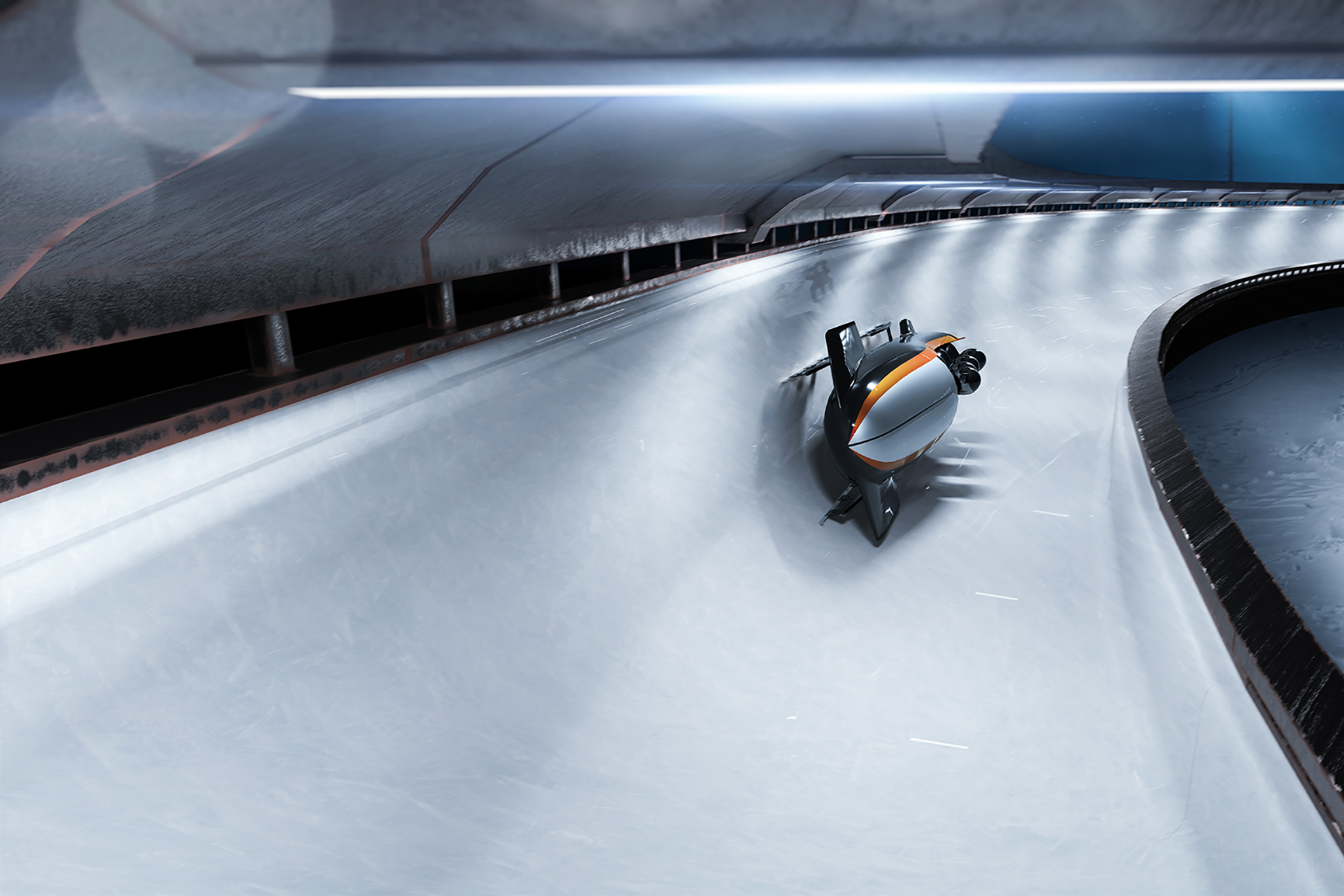 Stock image of bobsled track. SDS2 customers KMA Steel detailed two olympic-sized projects at Lake Placid, NY. 